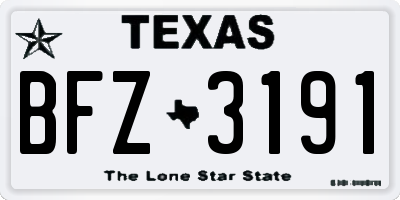 TX license plate BFZ3191