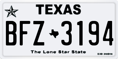 TX license plate BFZ3194