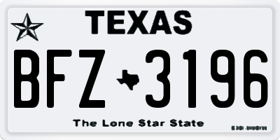 TX license plate BFZ3196