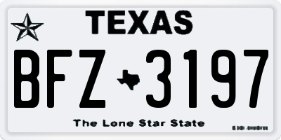 TX license plate BFZ3197