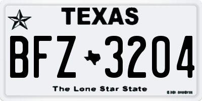 TX license plate BFZ3204