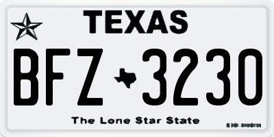 TX license plate BFZ3230