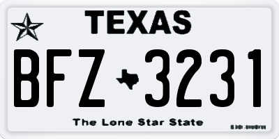 TX license plate BFZ3231