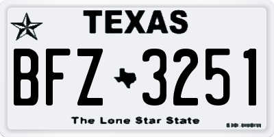 TX license plate BFZ3251