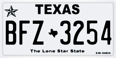 TX license plate BFZ3254
