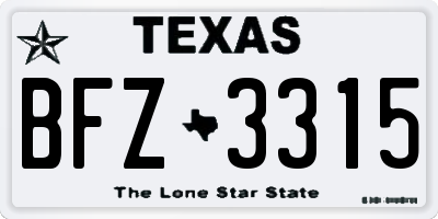TX license plate BFZ3315