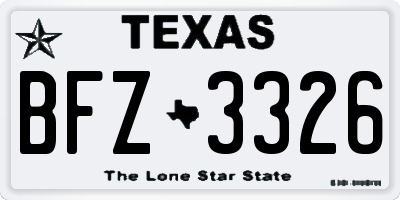 TX license plate BFZ3326