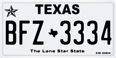 TX license plate BFZ3334
