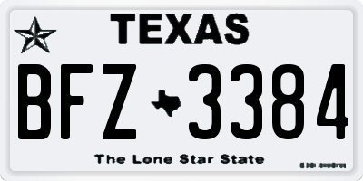 TX license plate BFZ3384