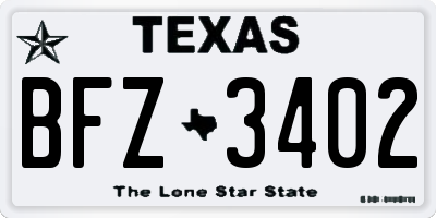 TX license plate BFZ3402