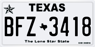 TX license plate BFZ3418