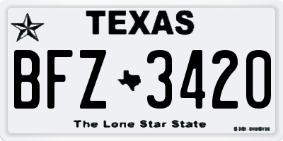 TX license plate BFZ3420