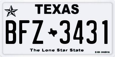 TX license plate BFZ3431
