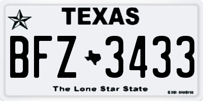 TX license plate BFZ3433
