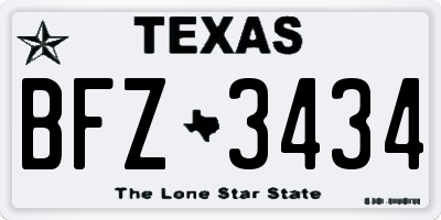 TX license plate BFZ3434