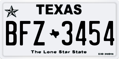 TX license plate BFZ3454