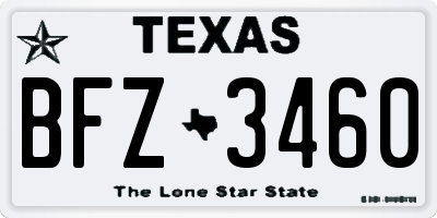 TX license plate BFZ3460