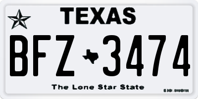 TX license plate BFZ3474