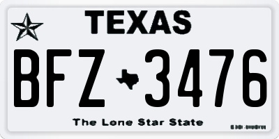 TX license plate BFZ3476