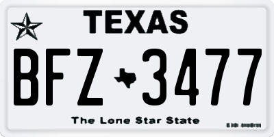 TX license plate BFZ3477