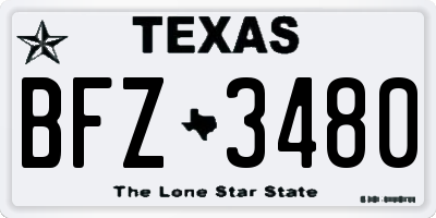 TX license plate BFZ3480