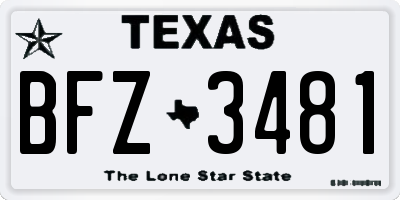 TX license plate BFZ3481