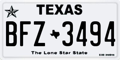 TX license plate BFZ3494
