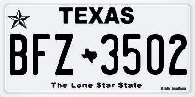 TX license plate BFZ3502