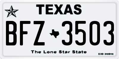 TX license plate BFZ3503