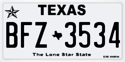 TX license plate BFZ3534
