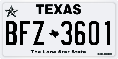 TX license plate BFZ3601