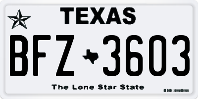 TX license plate BFZ3603