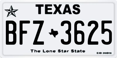 TX license plate BFZ3625