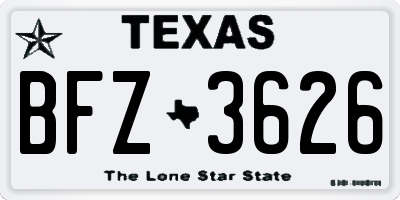TX license plate BFZ3626