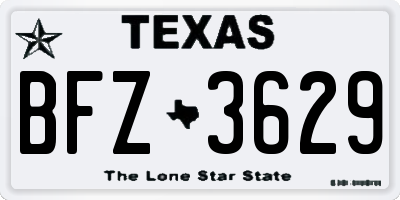 TX license plate BFZ3629