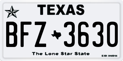 TX license plate BFZ3630