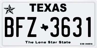 TX license plate BFZ3631