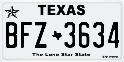TX license plate BFZ3634