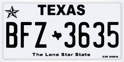 TX license plate BFZ3635