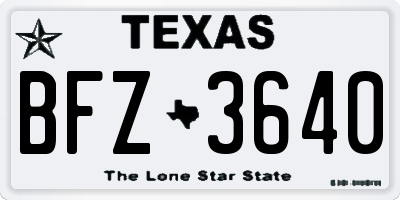 TX license plate BFZ3640