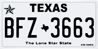 TX license plate BFZ3663
