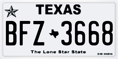 TX license plate BFZ3668