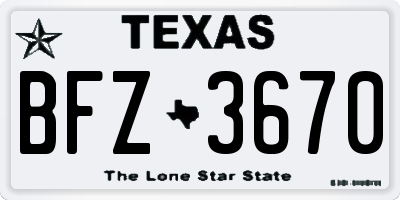 TX license plate BFZ3670