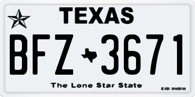 TX license plate BFZ3671
