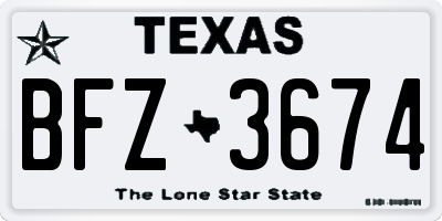 TX license plate BFZ3674