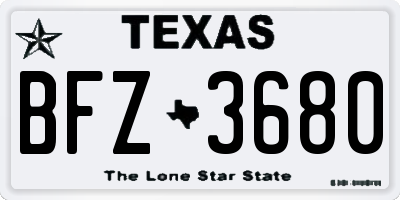 TX license plate BFZ3680