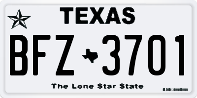 TX license plate BFZ3701