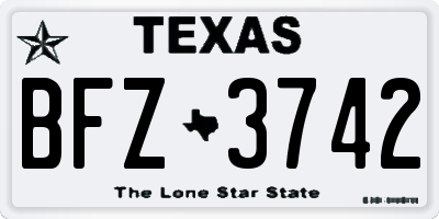 TX license plate BFZ3742