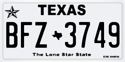 TX license plate BFZ3749