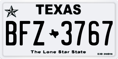 TX license plate BFZ3767